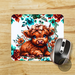 Highland cow mouse pad with floral accents. Sublimated, non-slip backing. Personalized name option available.